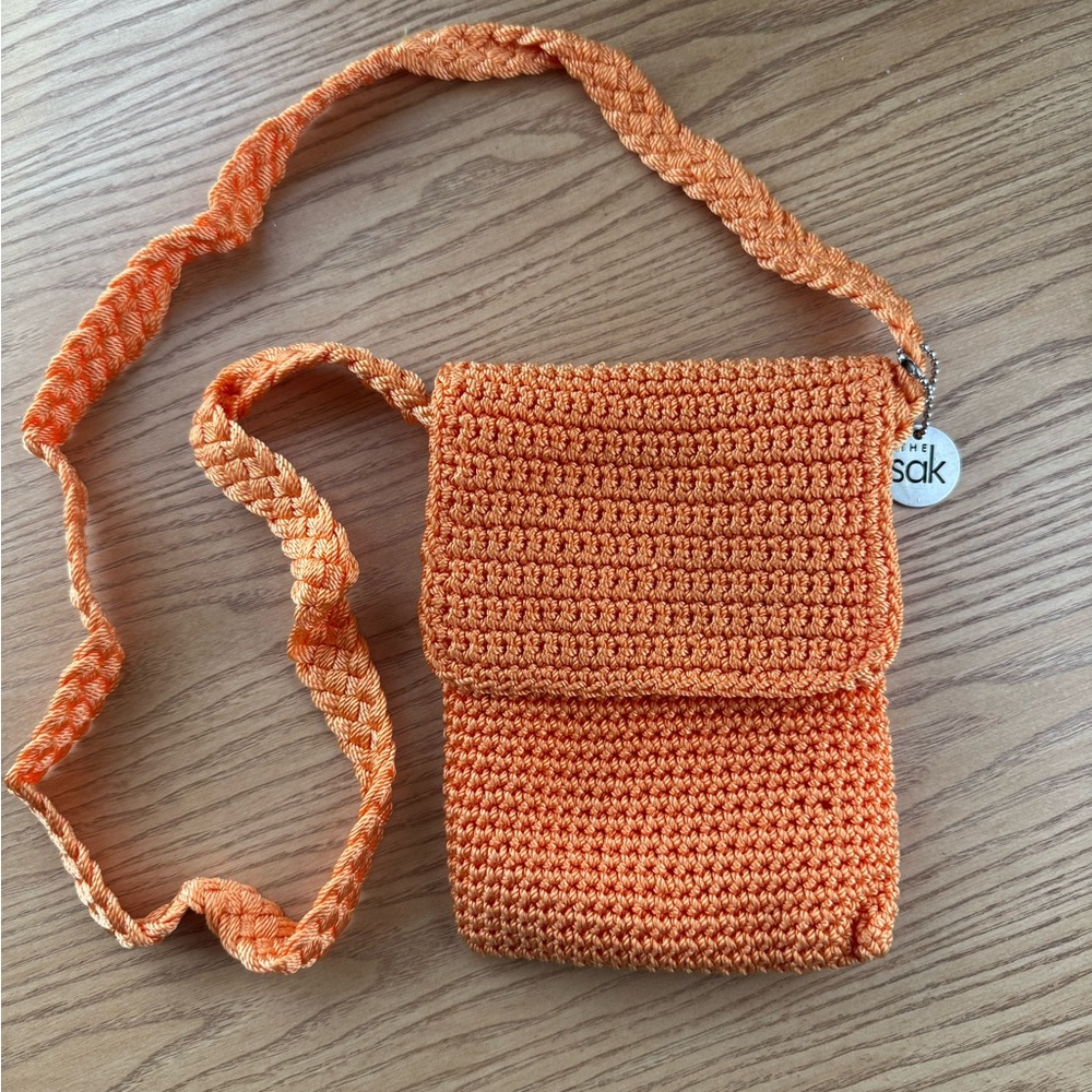 The Sak vintage orange knit crossbody purse
